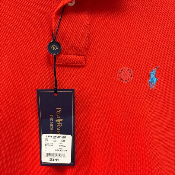 NWT Men’s Polo Ralph Lauren Orange Cotton Knit Shirt Size Large - Picture 3 of 5